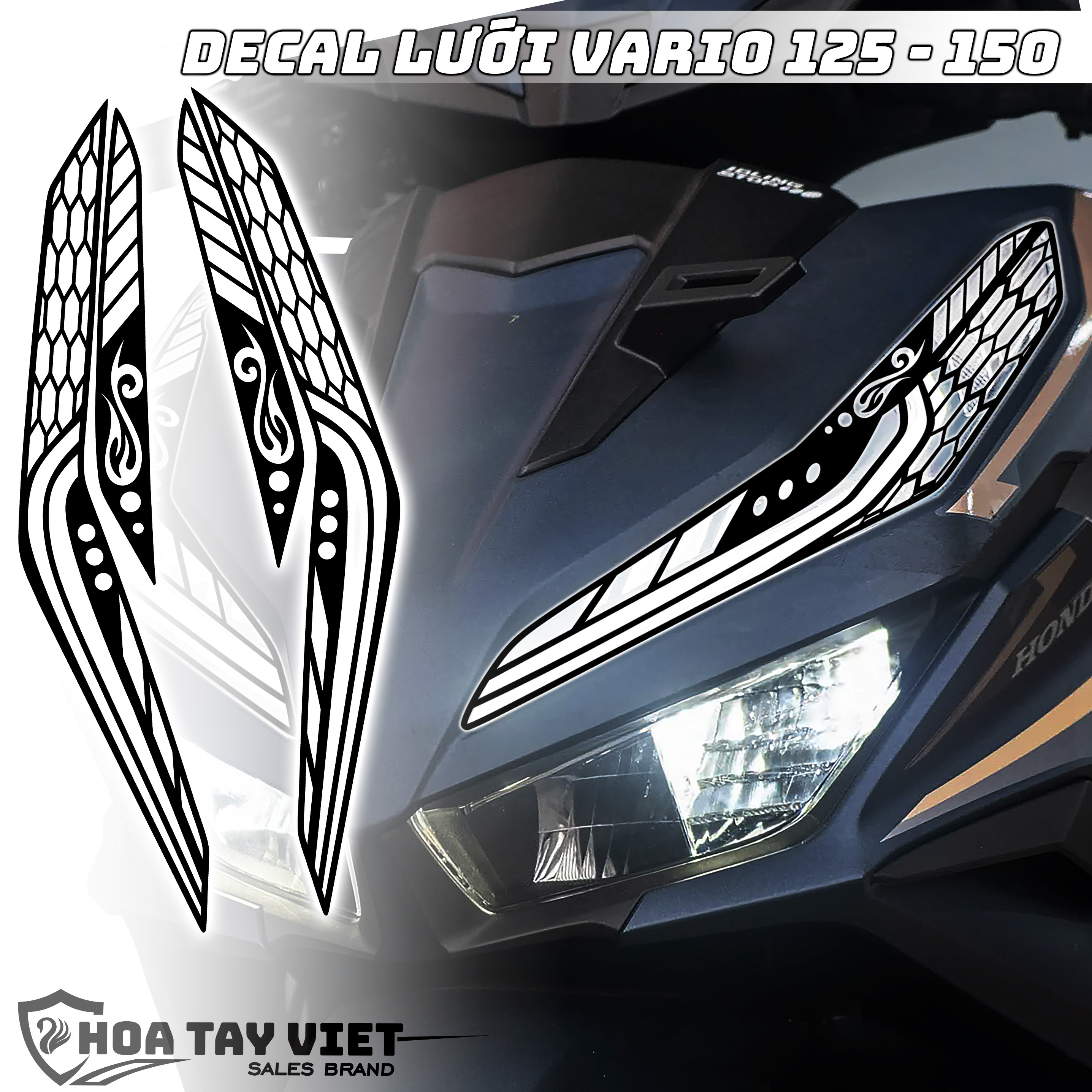 Decal DEMI & XI NHAN vario 125 - 150 trang trí Honda VARIO cách điệu họa tiết decal đen bóng