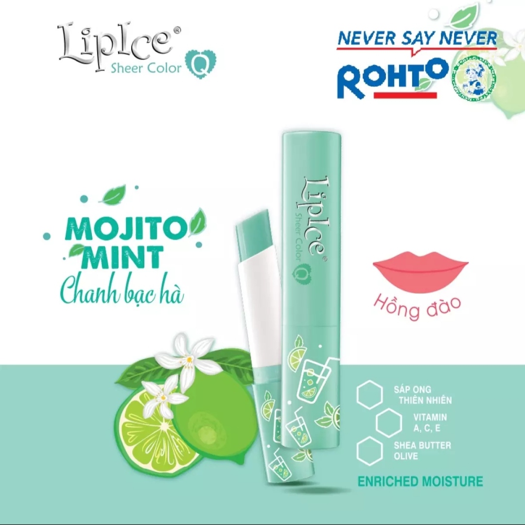 Son Dưỡng Lipice Sheer Color Q Mojito Mint 2.4G (Sắc Hồng Đào Hương Chanh Bạc Hà)