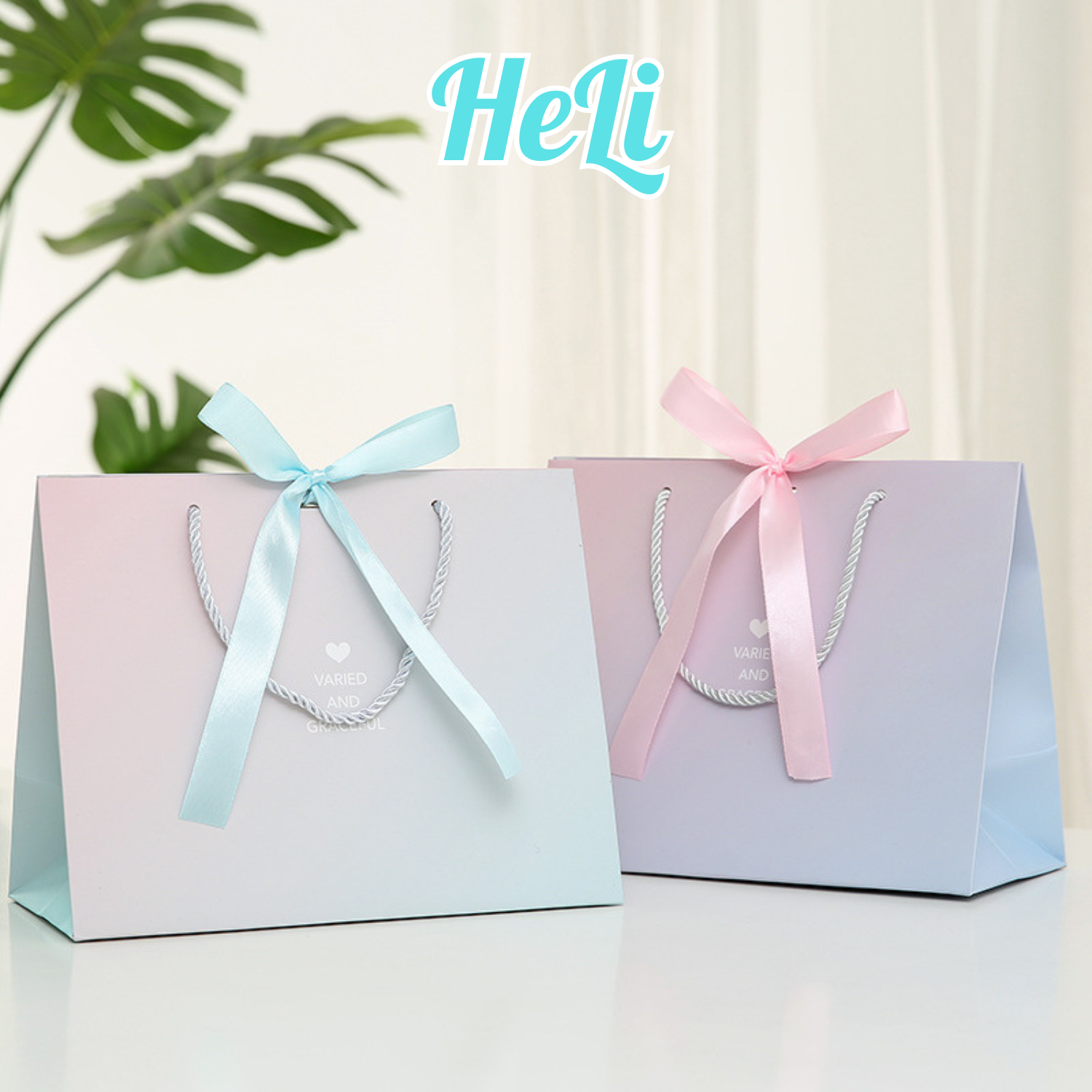 HC0006 (XANH TÍM) TÚI GIẤY ĐỰNG QUÀ CAO CẤP KÈM RUY BĂNG SANG TRỌNG TÚI QUÀ TẶNG MÀU XANH TÍM