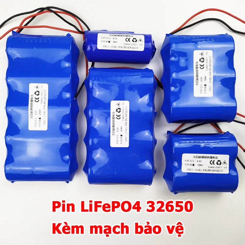 Pin sắt LiFePO4 32650 3.2V kèm mạch bảo vệ 1S cho đèn năng lượng mặt trời 25W 40W 60W 100w 200W 300w