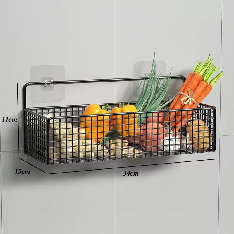 Kệ Để Đồ Nhà Tắm Lưới Sắt Hình Chữ Nhật Dán Tường Kệ Đựng Gia Vị Nhà Bếp Sơn Tĩnh Điện Kệ Đựng Mỹ Ph