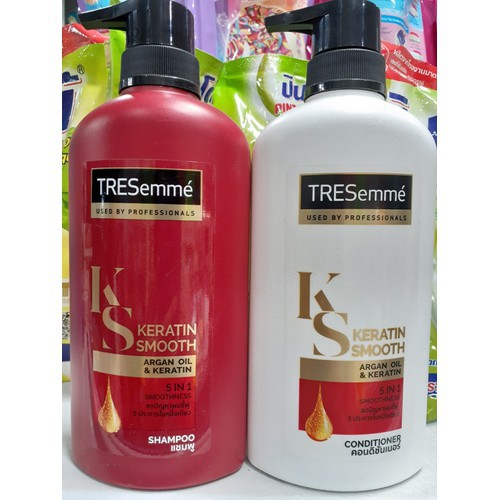 Combo dầu gội và dầu xả phục hồi tóc hư tổn Tresemme Keratin Smooth 450ml | Thái Lan