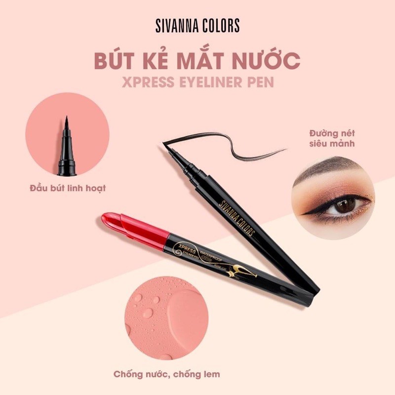 [HCM][Có Sẵn] Kẻ Mắt Sivanna Colors Xpress Rose Cat HF896 - Chống Nước Không Lem