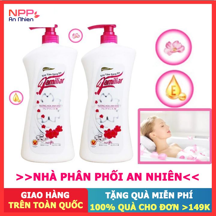 Bộ 2 Chai Sữa Tắm Sáng Da Familiar Hương Hoa Anh Đào 1100Ml - Npp An Nhiên