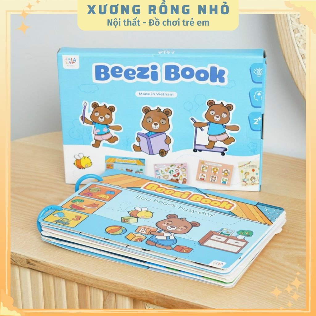 Học liệu bóc dán BEEZI BOOK dành cho bé từ 2-5 tuổi Học liệu Montessori song ngữ Anh Việt Busy Book 