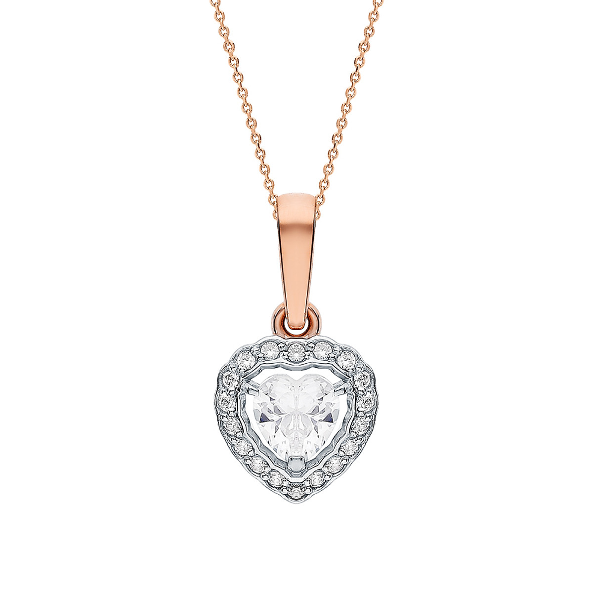 Mặt Dây Chuyền Vàng 14K Đính Đá Fianite Hình Trái Tim