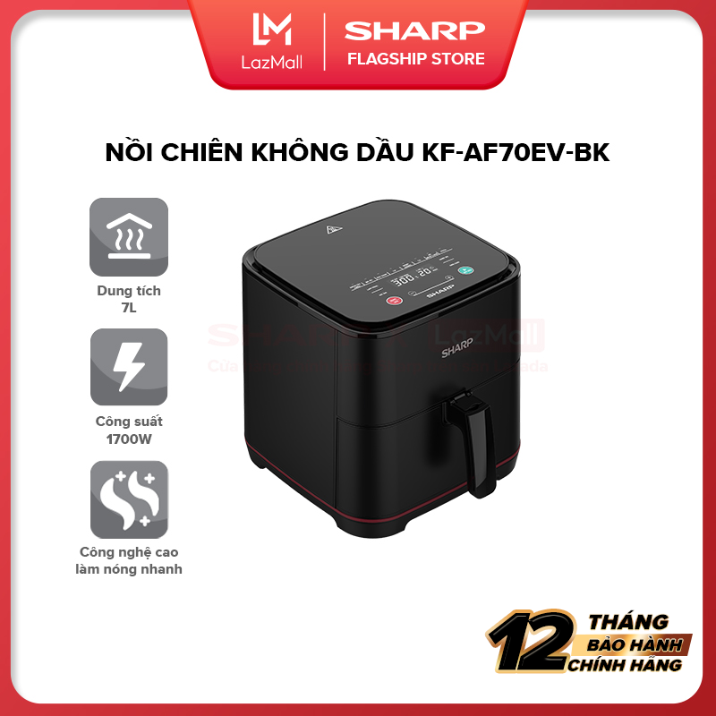 Nồi Chiên Không Dầu Sharp KF-AF70EV-BK Chống Dính 7L [Công Suất: 1650W Công Nghệ Làm Nóng: Rapid Hot