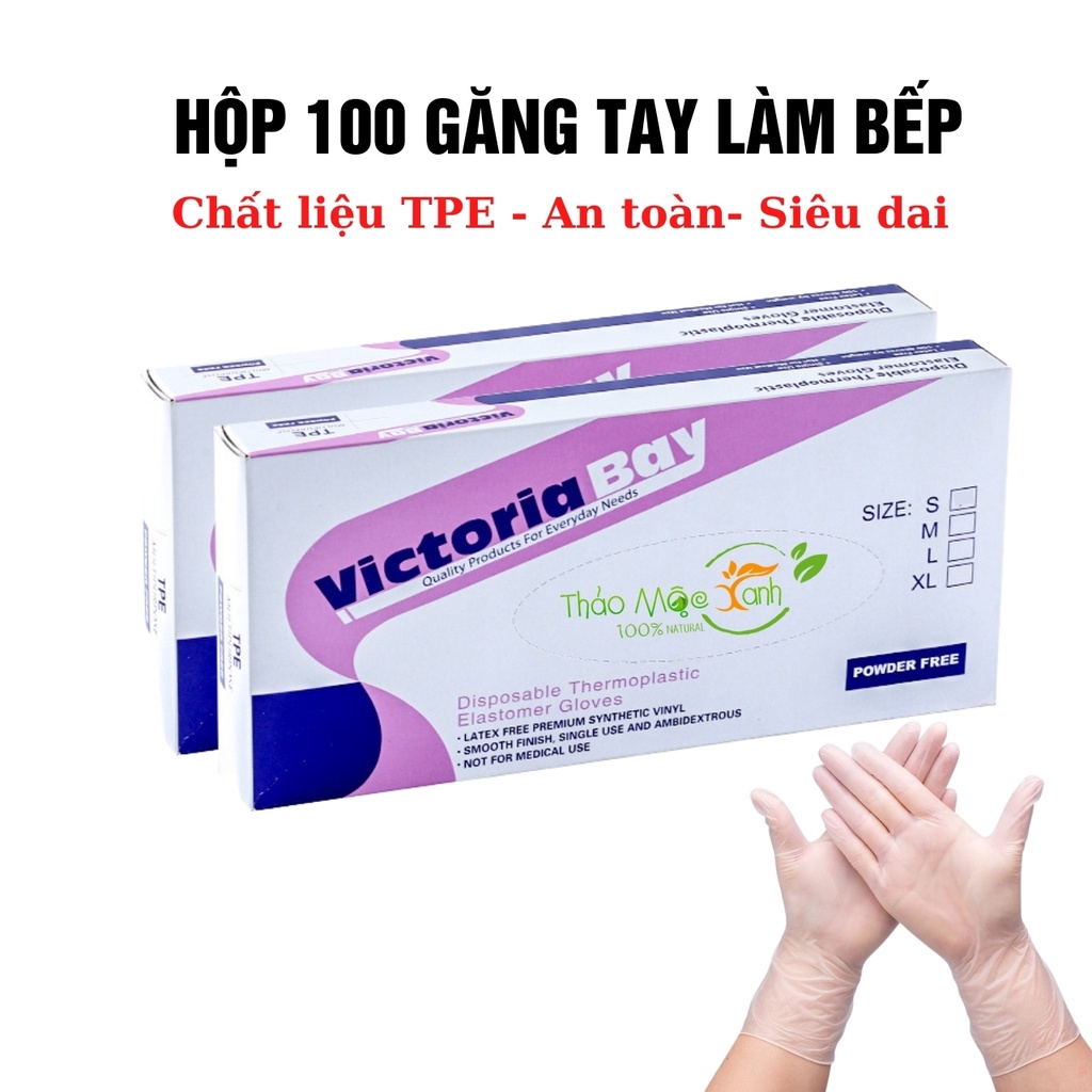 Găng tay nấu ăn làm bếp siêu dai Victoria Bay chất liệu TPE không mùi chống nhăn Hộp 100C Gang Tay V