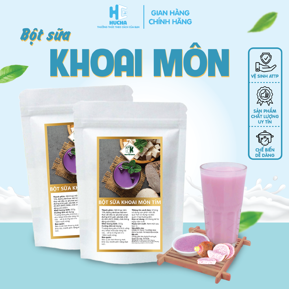 Bột sữa khoai môn tím hucha bịch 1kg nguyên liệu Hucha