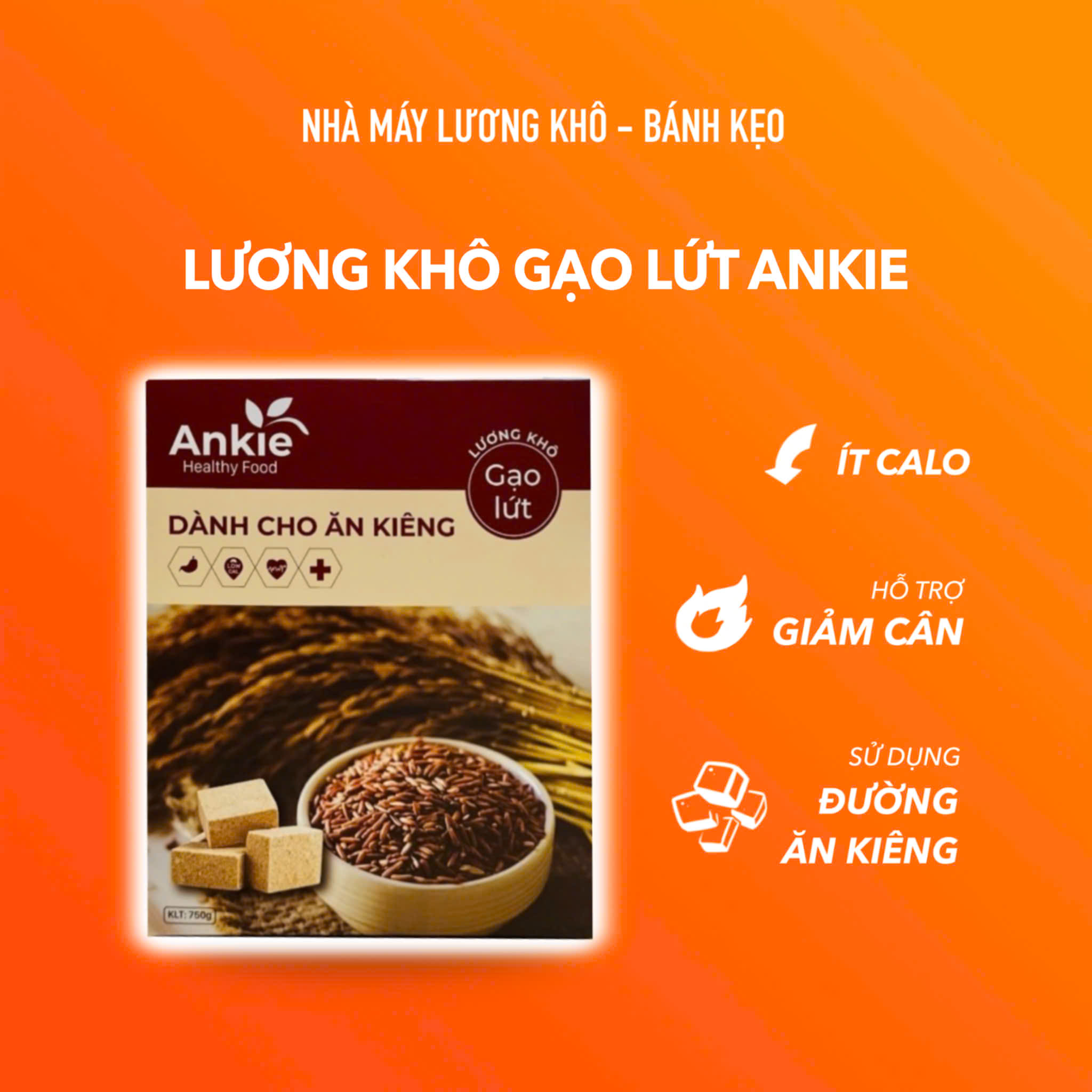 Hộp 750g Lương Khô mini Ăn Kiêng Vị Gạo Lứt - Ankie (54 viên nhỏ)