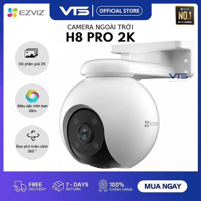 [FREESHIP] Camera Wifi EZVIZ H8 Pro 3K 5MP - Full Color - Xoay 360 Độ Ngoài Trời Đàm thoại 2 Chiều -