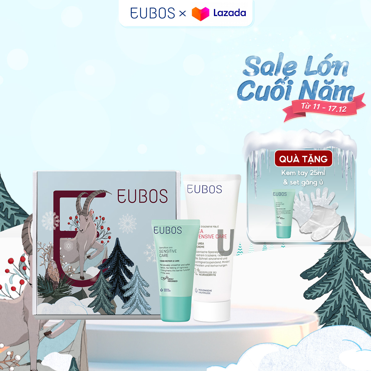 [Hộp quà tặng] Combo Kem Dưỡng Tay EUBOS 25ml Và Kem Dưỡng Gót Chân UREA 100ml Dưỡng Ẩm Phục Hồi Da 