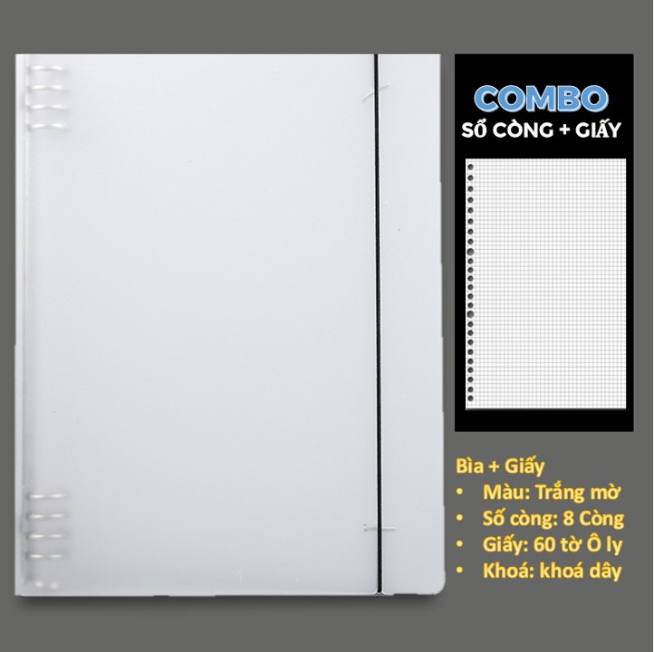 Sổ còng cao cấp TẶNG KÈM STICKER trang trí bìa sổ còng A4 A5 B5 8 còng sắt làm sổ tay sổ ghi chép ta