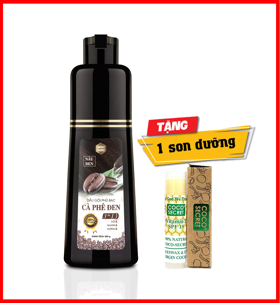 [Tặng 1 Son Dưỡng] Combo 2 Dầu Gội Phủ Bạc Cà Phê Đen Mộc Nhu (2 Chai Màu Đen)