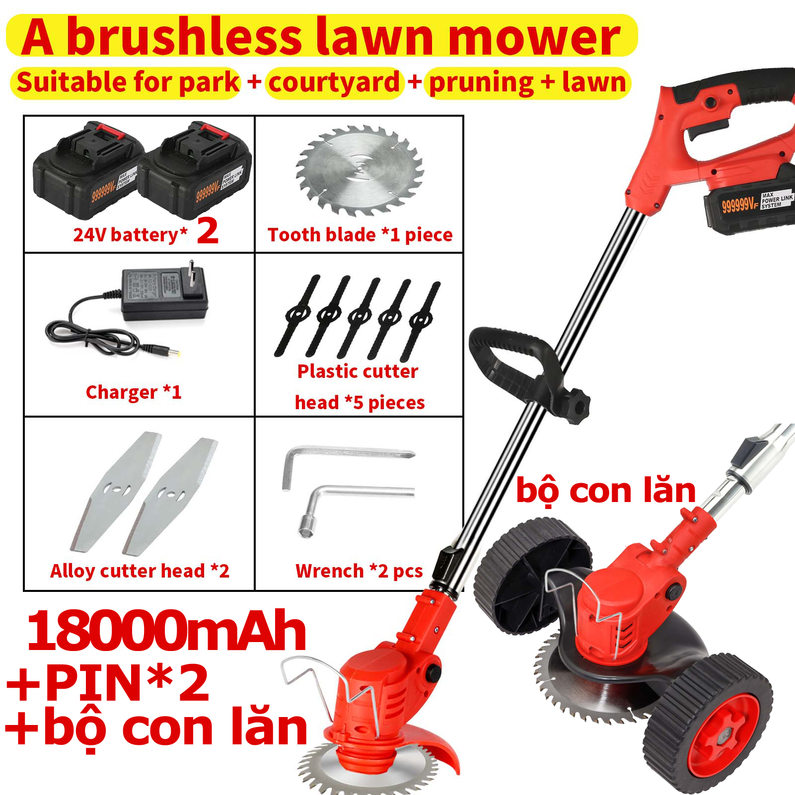 Máy cắt cỏ cầm tay Máy Cắt Cỏ Chạy Pin Tốc Độ Vượt Trội Động Cơ Mạnh Mẽ 2200WTrọng Lượng Siêu Nhẹ P