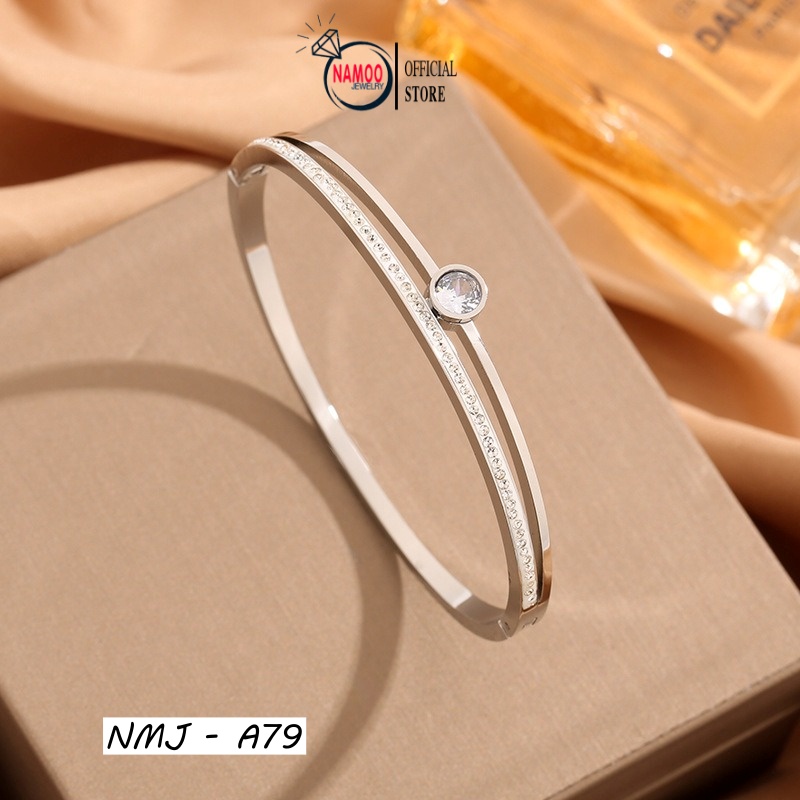 Kiềng Tay Titan Nữ A79 Đính Đá Mạ vàng/Mạ Bạc Siêu Xinh Siêu Cá Tính Cho Nàng