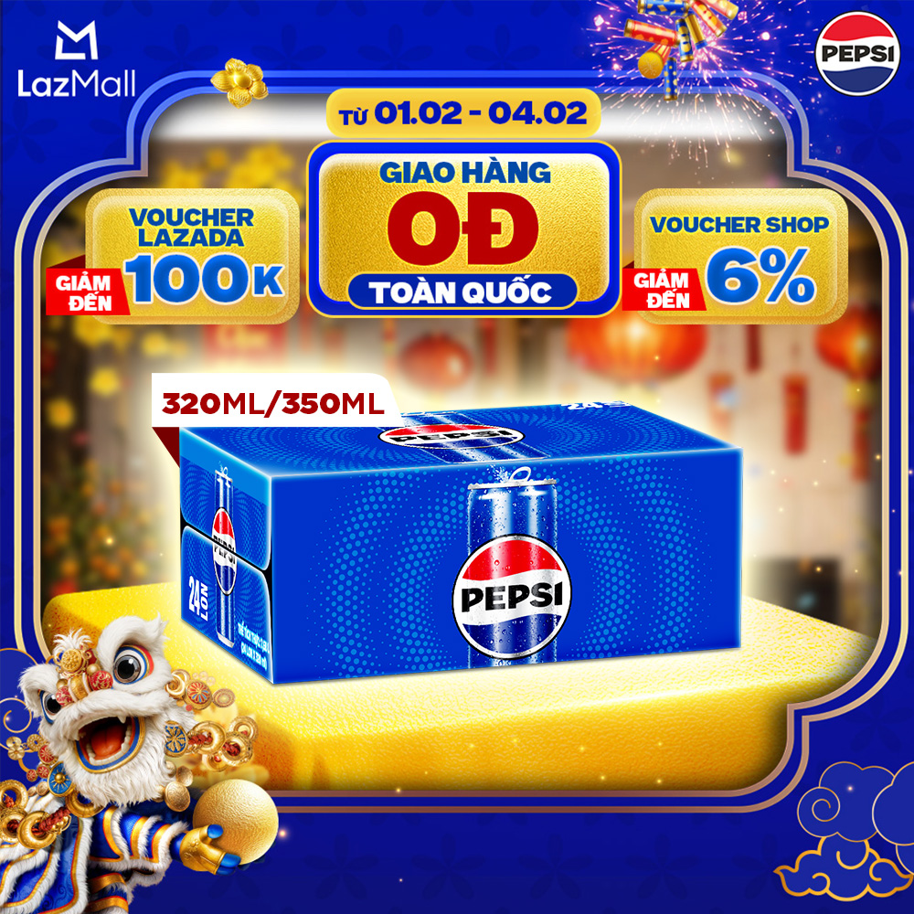 [SALE TẾT] Thùng Nước Ngọt Giải Khát Có Gaz Pepsi (320ml/lon hoặc 350ml/lon)