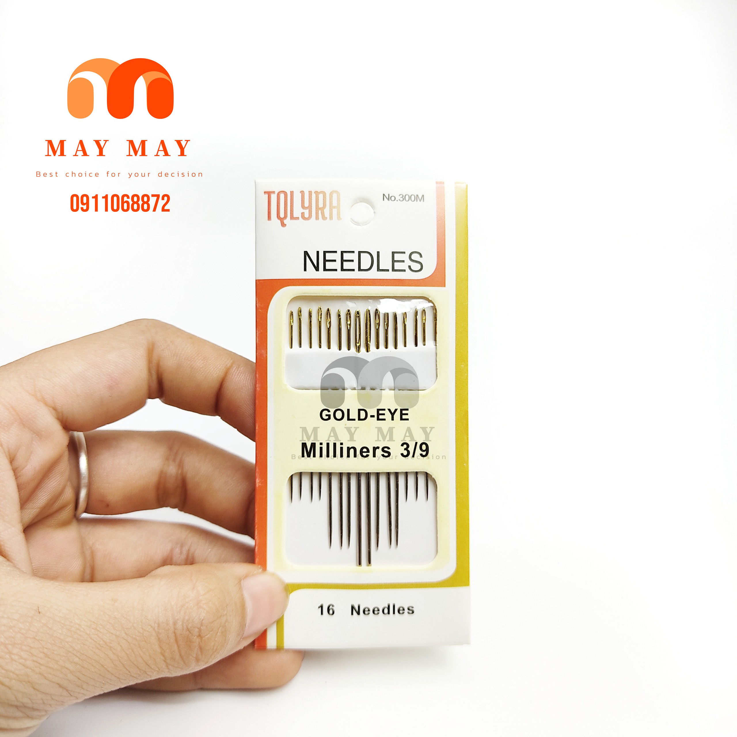 Kim thêu tay đủ cỡ 16 cây màu vàng chuyên dụng chất lượng