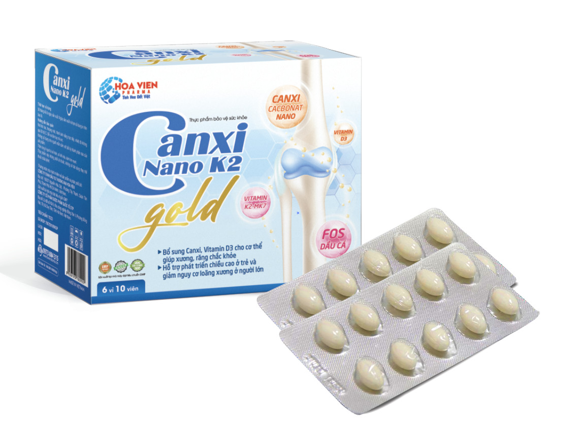 Canxi Nano K2 Gold - Bổ sung Canxi vitamin K2-D3 cho phụ nữ có thai trẻ đang phát triển chiều cao người lớn tuổi