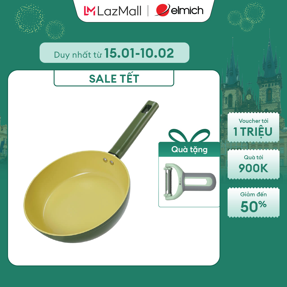 (SALE TẾT)Chảo phủ sứ an toàn Elmich Olive EL-5965OV