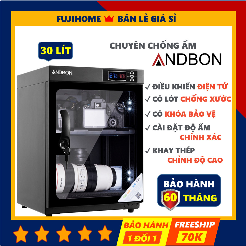 Tủ chống ẩm Andbon AB-30C 30 lít, màu đen, kích thước 310x395x290mm