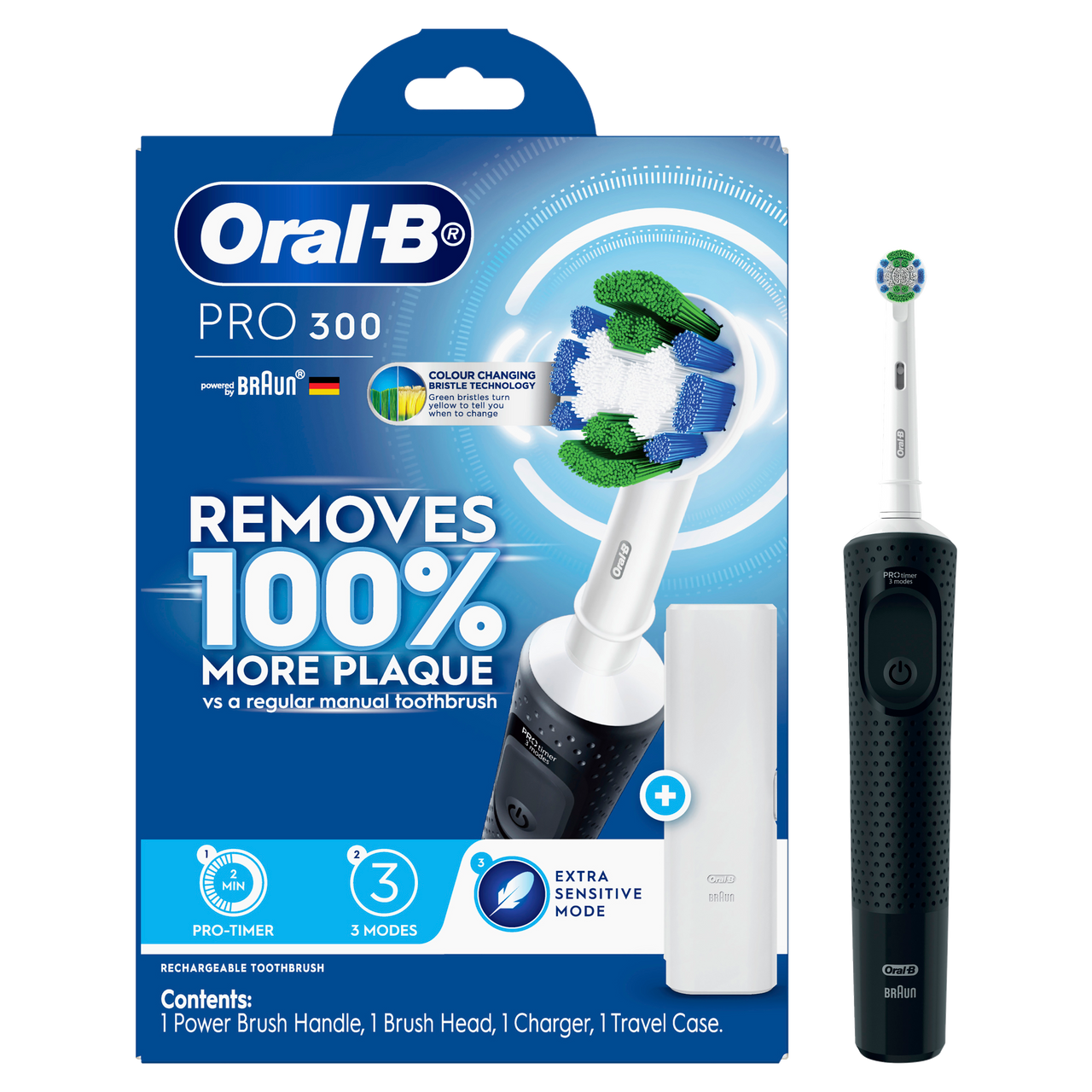 Bàn Chải Điện Oral-B Braun Pro 300 - 3 Chế Độ Làm Sạch Hẹn Giờ Quad-Timer Đầu Chải Tròn Chế Độ Dành 