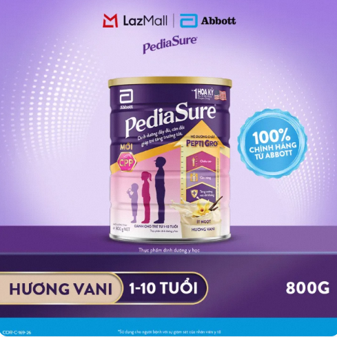 [CHỈ 20H 07-10.8 GIÁ TỐT MUA NGAY-SLCH] 1 lon PediaSure 1-10 tuổi dạng bột hương Vani 800g