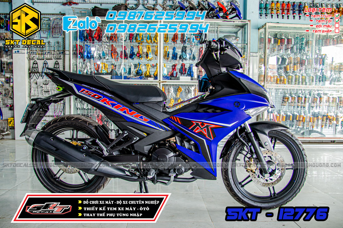 tem rời xe exciter 150 xanh đen đỏ mxking