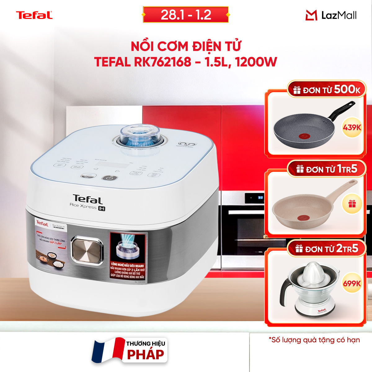 [SIÊU SALE TẾT 15.1 - 10.2] Nồi cơm cao tần Tefal IH Express RK762168 - 1.5L