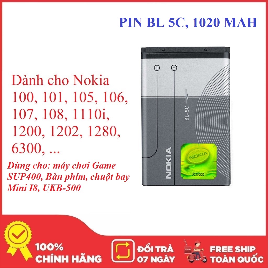 Pin Nokia BL 5C dành cho cho điện thoại Máy chơi game bàn phím mini...