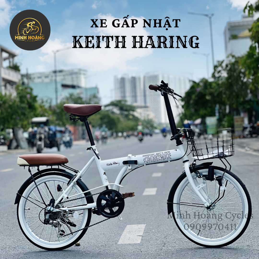 XE ĐẠP GẤP NỘI ĐỊA NHẬT PHIÊN BẢN LIMITED KEITH HARING