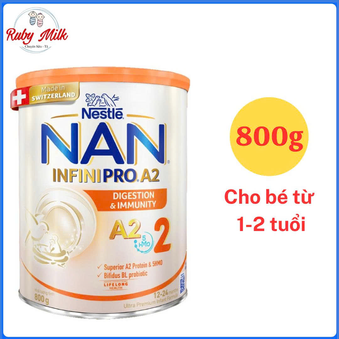 Sữa Bột NAN INFINIPRO A2 số 2 Lon 800g (5HMO) (Cho bé 1-2 tuổi)