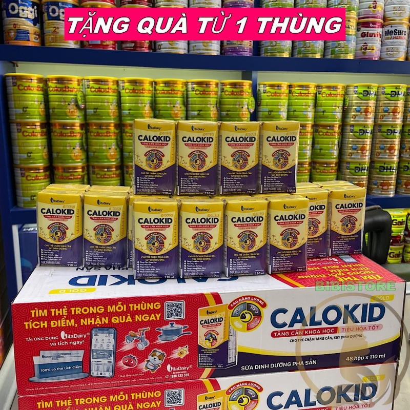 (Tặng Quà Có Thẻ Cào QR) Sữa Bột Pha Sẵn Calokid 110ml/ 180ml_Thùng 48 Hộp (BIBISTORE)