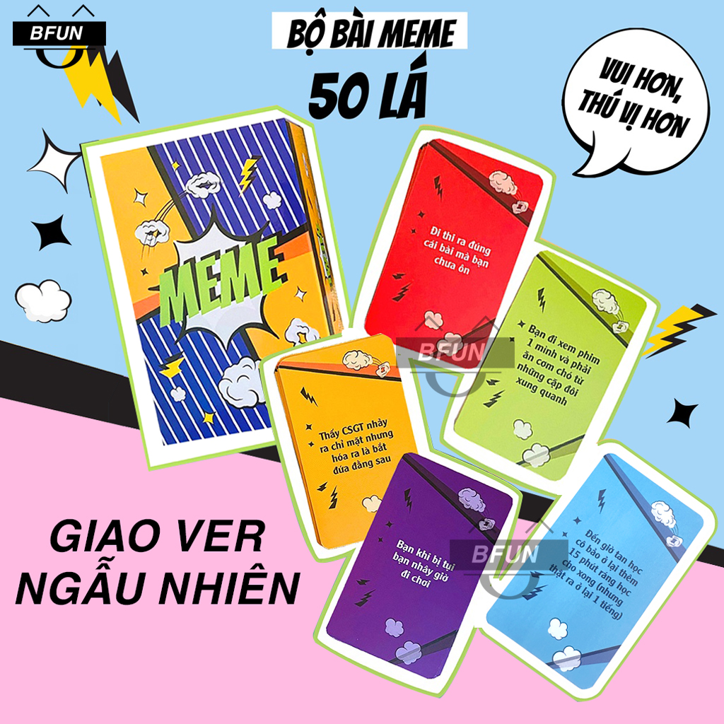 Bài Meme Siêu Rẻ Hài Hước 200/100/50 Lá Quẩy Nào Bạn Ơi - Bộ Bài Meme 2 Boardgame Lầy Lội Dành Cho N