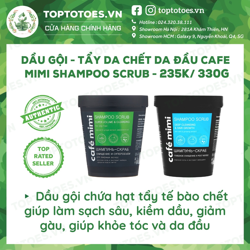 Dầu Gội - Tẩy Da Chết Da Đầu Cafe Mimi Shampoo Scrub Làm Sạch Sâu Cho Tóc Tơi & Bồng Bềnh Giảm Gàu Ngứa Kiềm Dầu