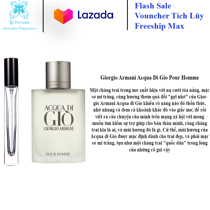 [Hcm][Chính Hãng] Mẫu Thử 10Ml Nước Hoa Giorgio Armani Acqua Di Gio Eau De Toilette