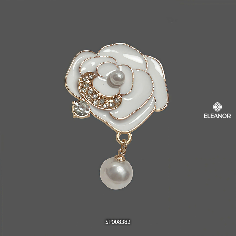 Ghim cài áo nữ Eleanor Accessories trâm cài hình hoa sen đính ngọc trai nhân tạo phụ kiện thời trang
