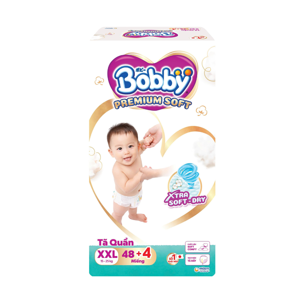 Tã Quần Cao Cấp Bobby Extra Soft - Dry Size M60/L56/XL52/XXL48 - Tã Quần Bobby Trắng Siêu Mềm - Thanh Ngân Store