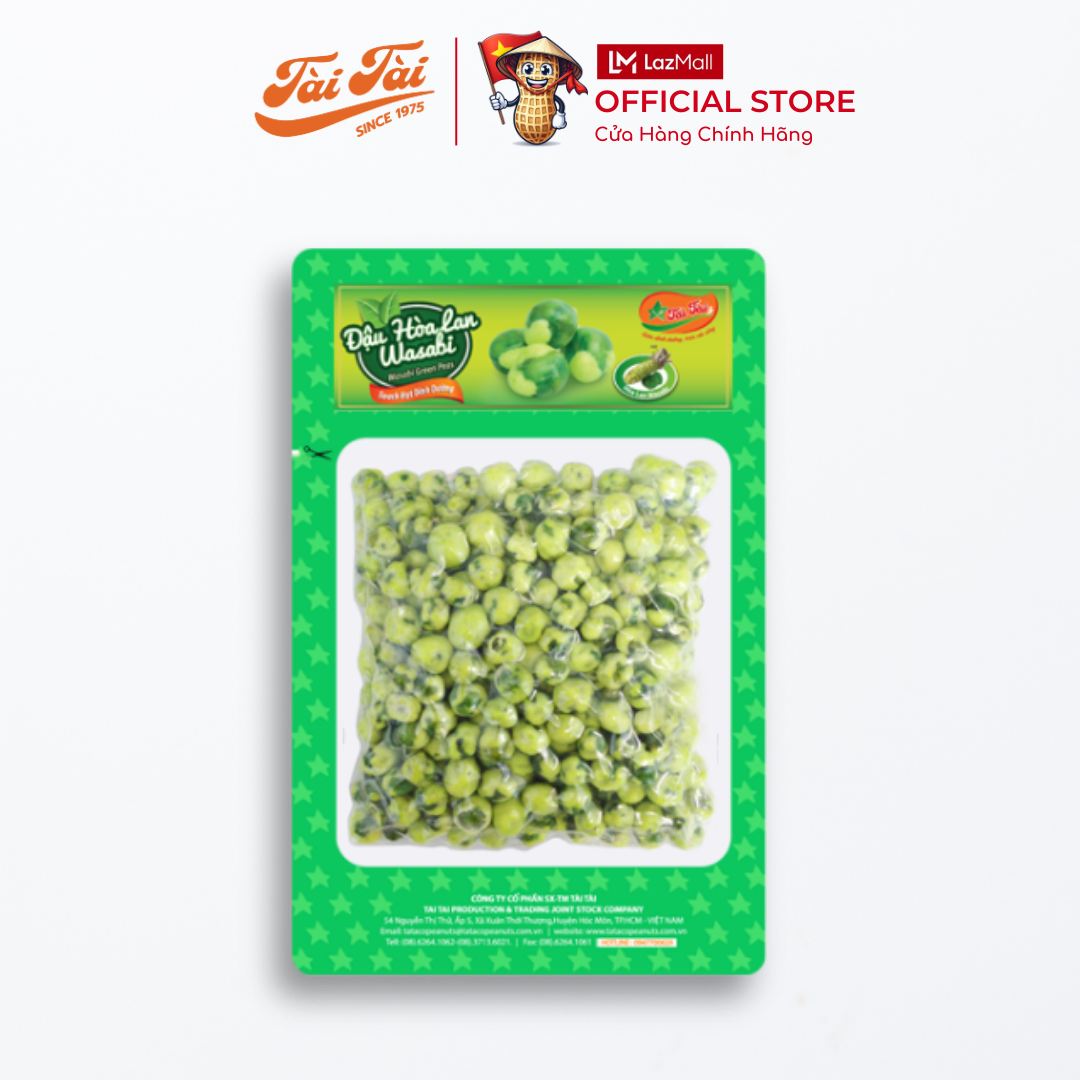 Đậu Hà Lan Wasabi Tài Tài Vị Mù Tạt 150g - Snack Ăn Vặt Đậu Hà Lan Wasabi Ăn Liền - Gói Hút Chân Khô