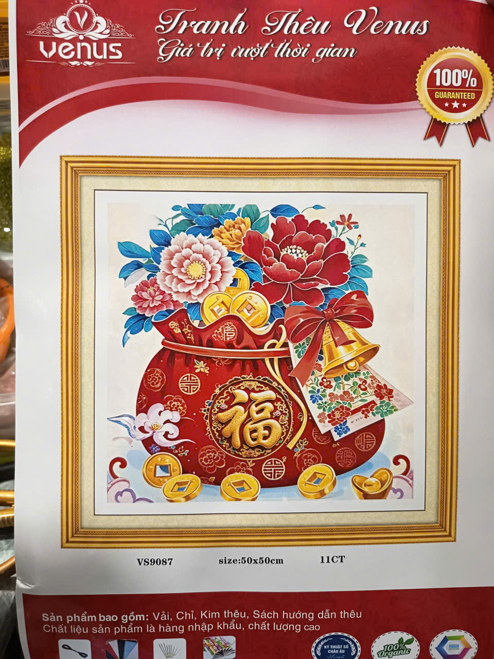 Tranh thêu chữ thập hủ tài lộc nhiều mẫu (tranh thêu kín) - nhiều kích thước