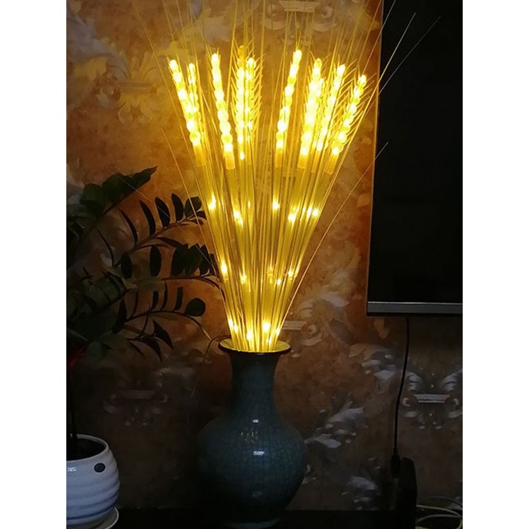 Combo 10 cây lúa có đèn LED trang trí tết cành lúa vàng có đèn để bàn bình hoa tài lộc ngày tết