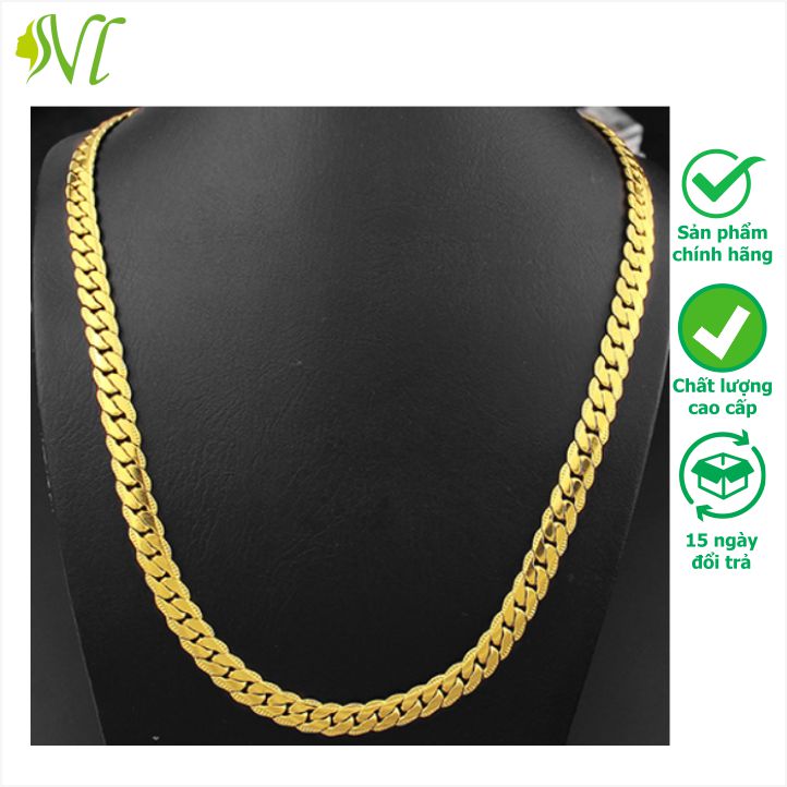 Dây chuyền nam cao cấp titan mạ vàng 24k dài 60 cm dạng dẹp không đen dị ứng  xài nước tốt - Người Đ