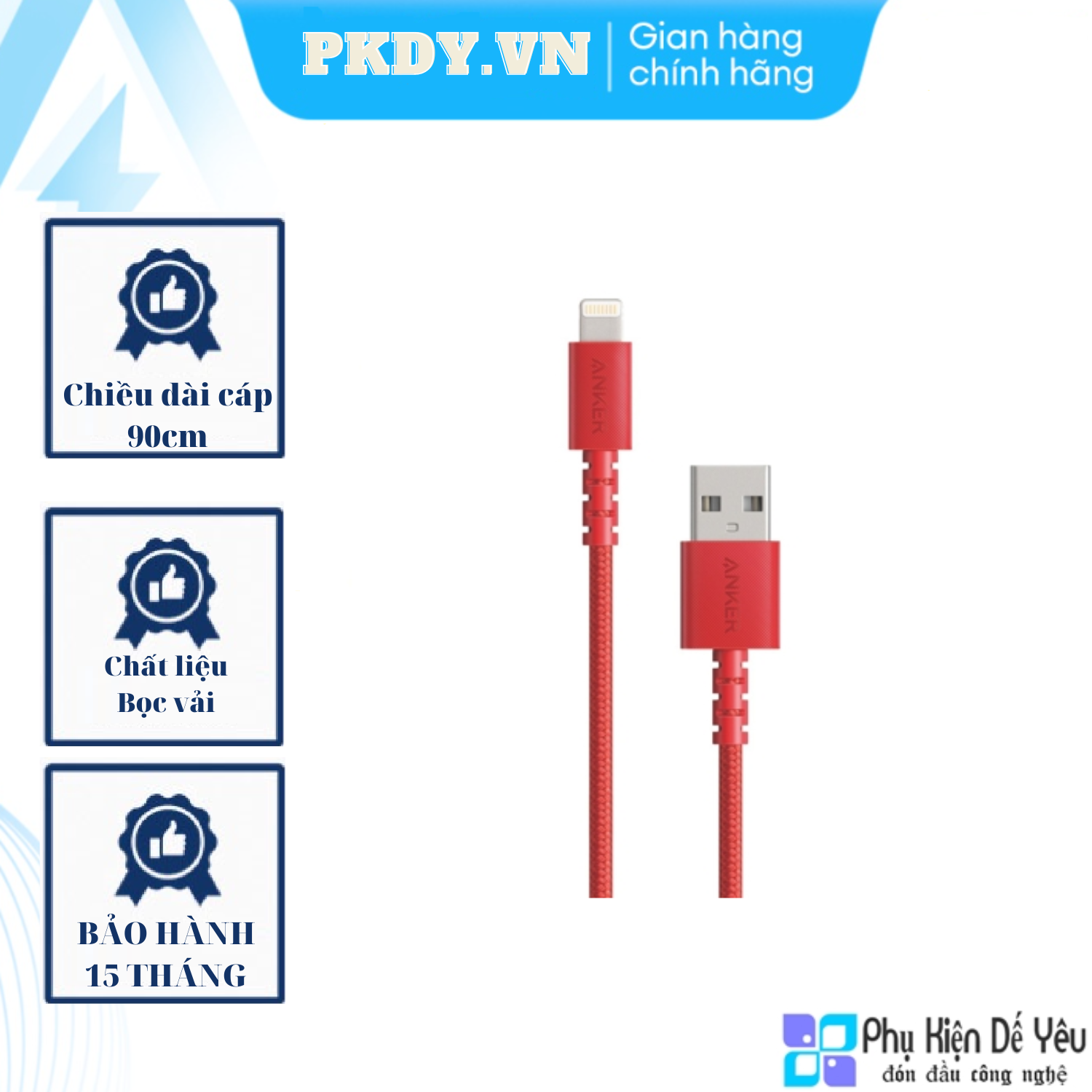 Cáp Lightning Anker PowerLine Select+ 90cm- A8012 [Phân phối chính hãng bảo hành 18 tháng]