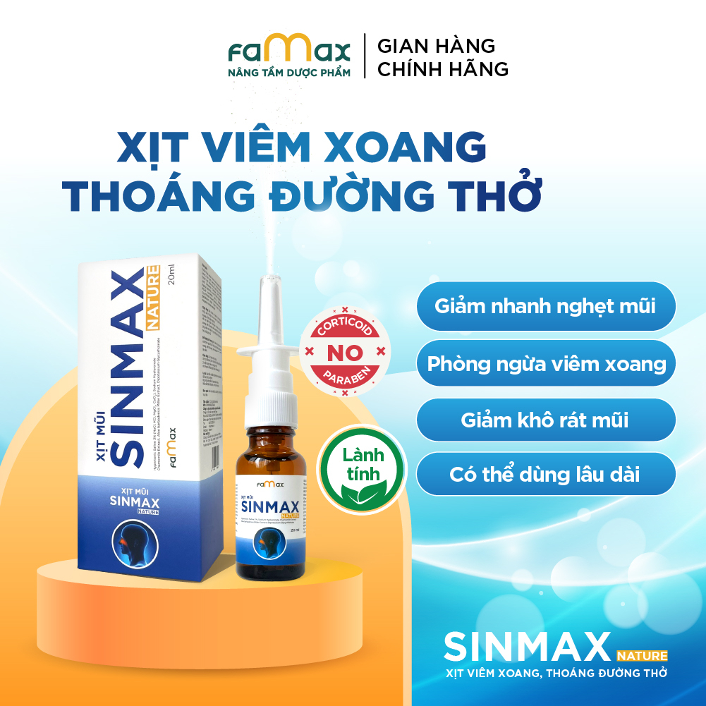 XỊT MŨI NƯỚC BIỂN SÂU SINMAX SEA GIÚP CHO CẢ GIA ĐÌNH PHỤC HỒI NIÊM MẠC MŨI PHÒNG NGỪA SỔ MŨI NGẠT M