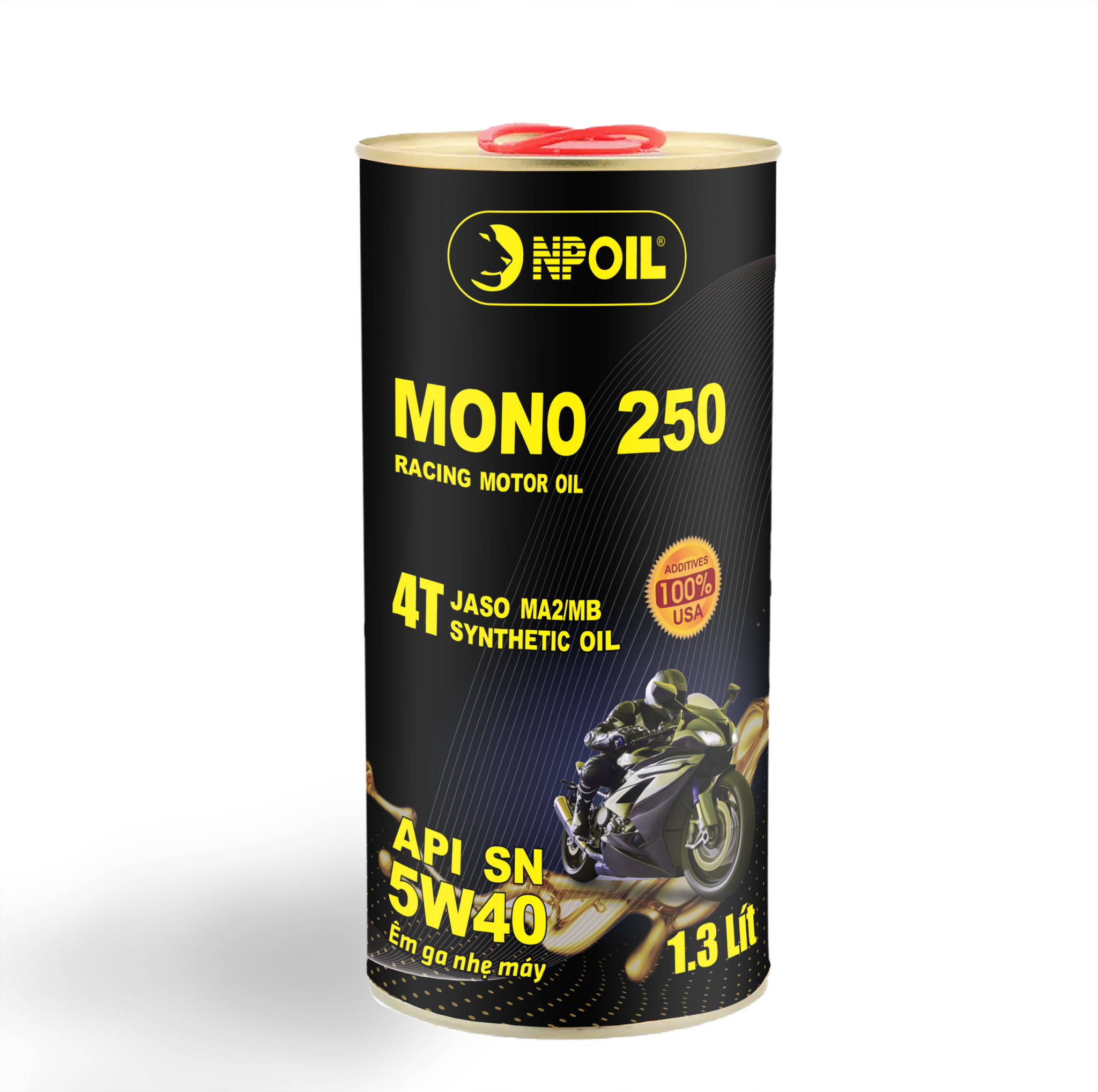 Dầu nhớt xe máy 4T Mono 250 (Sỵnthetic Oil) - API SM - 5W40 - 0.8L/1L/1.3L