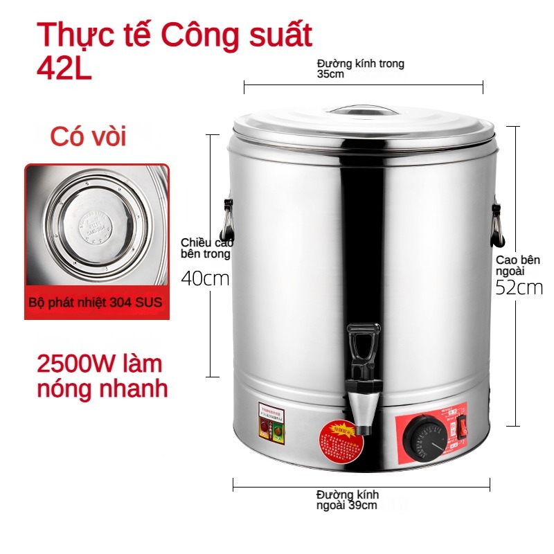 Nồi nấu phở điện mâm nhiệt đa năng INOX 304 40L\50L\60L [Với vòi + hẹn giờ + nồi hấp]Hấp và luộc tro