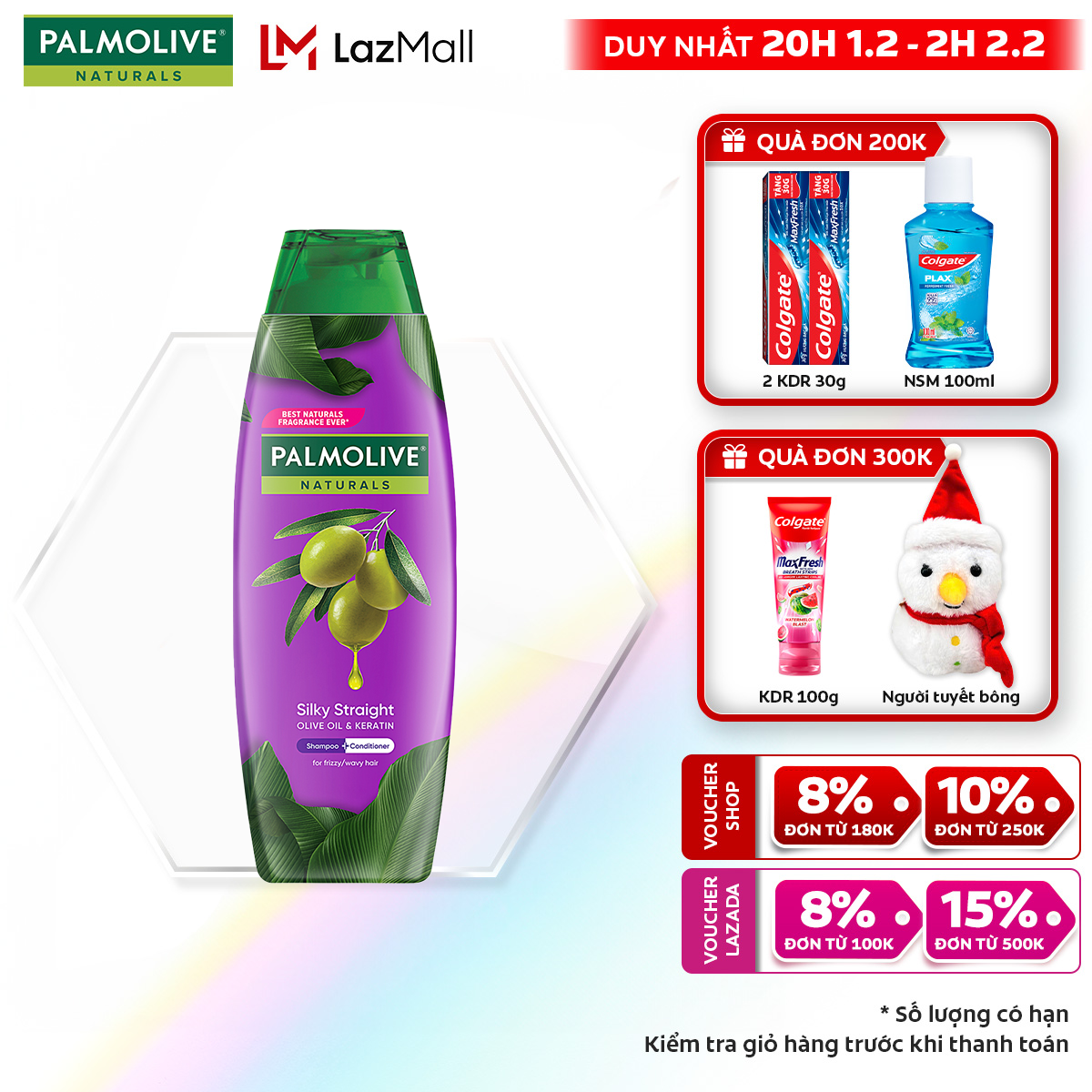 [Chỉ 20H 1.2 - 2H 2.2_Áp Voucher giảm thêm đến 23%]Dầu gội Palmolive kèm dầu xả 2-trong-1 chiết xuất