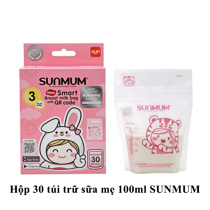 Túi trữ sữa mẹ 100ml /250ml tiện lợi Sunmum