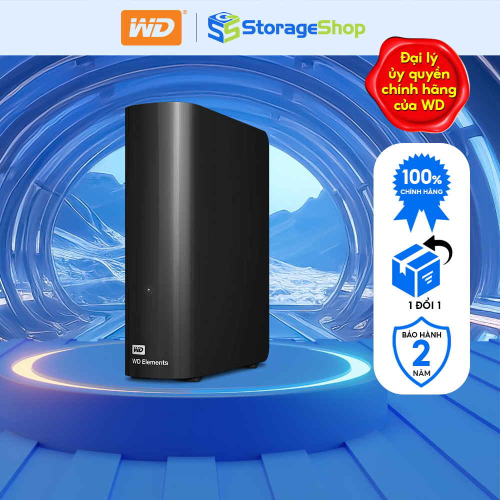 Ổ Cứng Di Động WD Elements 3.5 inch 4TB - 14TB  Box Chống Sốc  Nhỏ gọn - USB 3.0 - SmartWare Pro Chí
