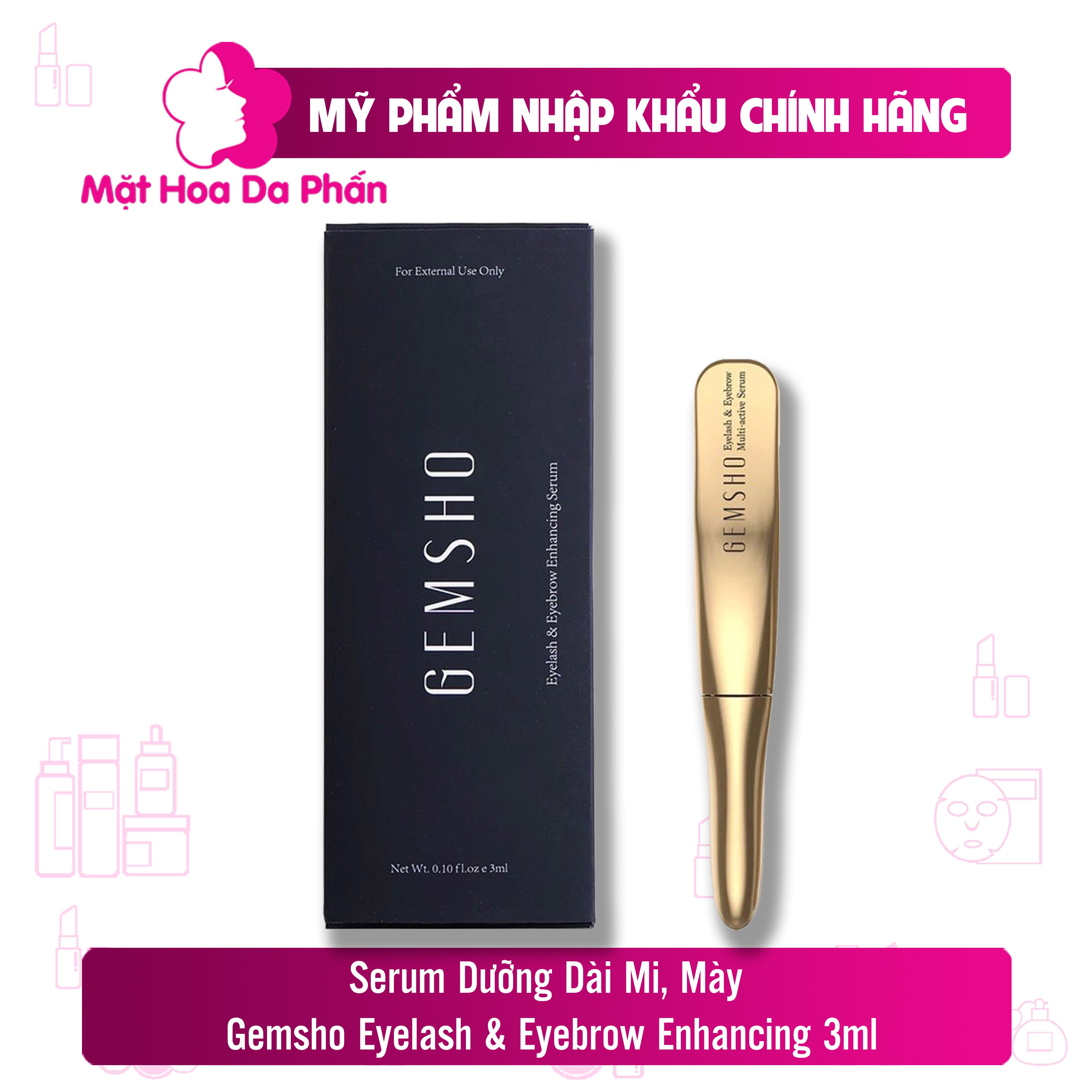 Serum Dưỡng Dài Mi Mày Gemsho Eyelash & Eyebrow Enhancing 3Ml